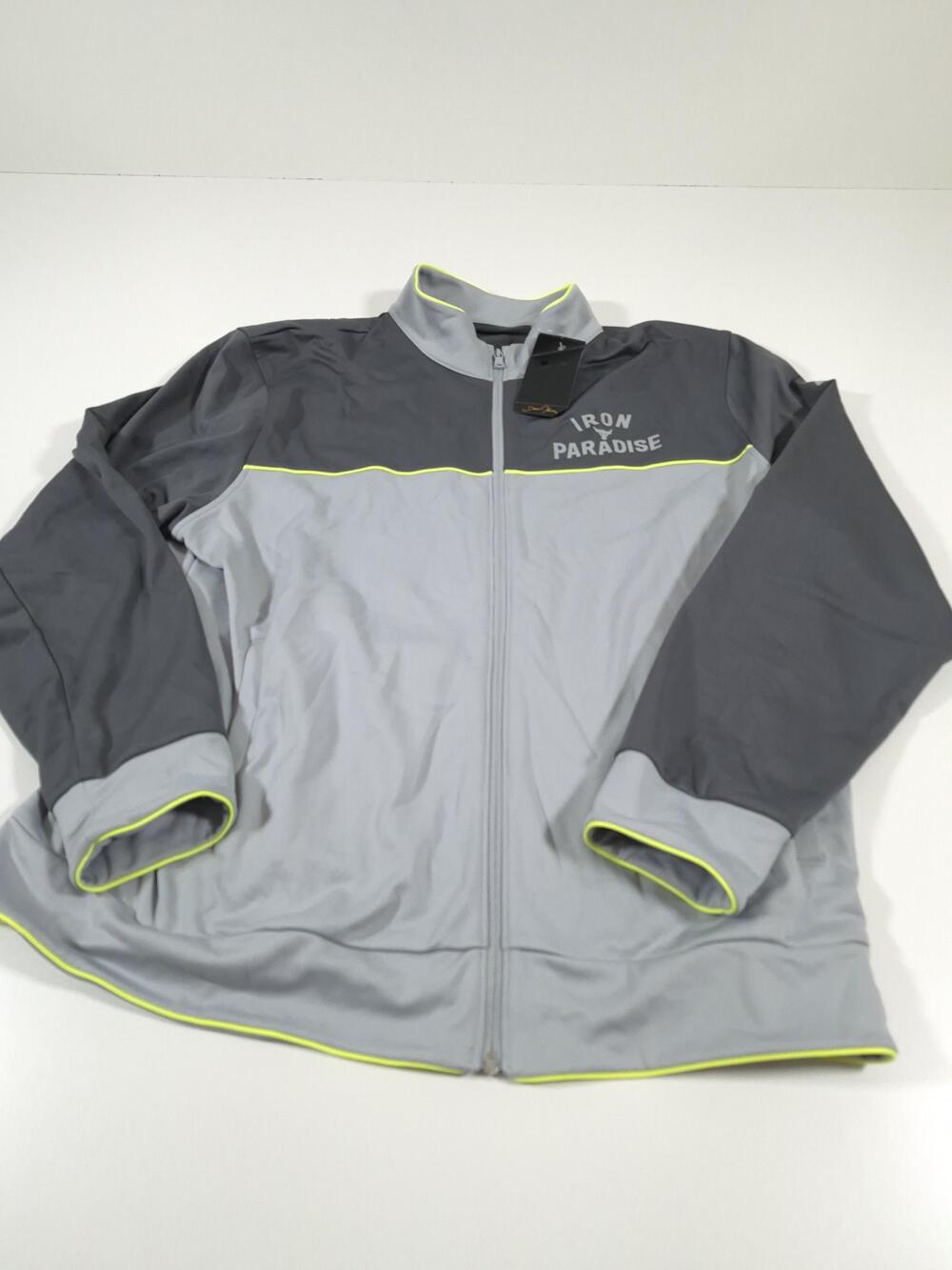 Under Armour Project Rock Track Jacket Mens XL Gray Full Zip Iron Paradise FLAW